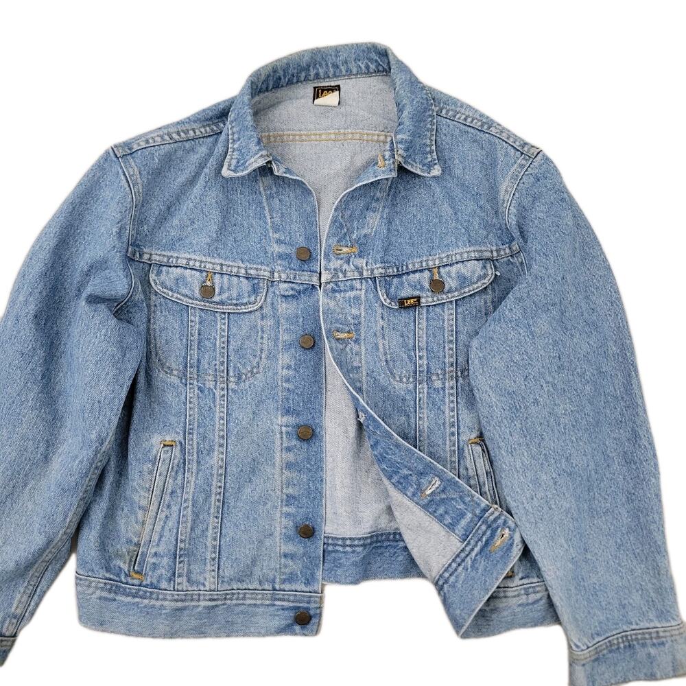 Lee Riders Jean Jacket Mens Large Blue Denim Trucker Faded